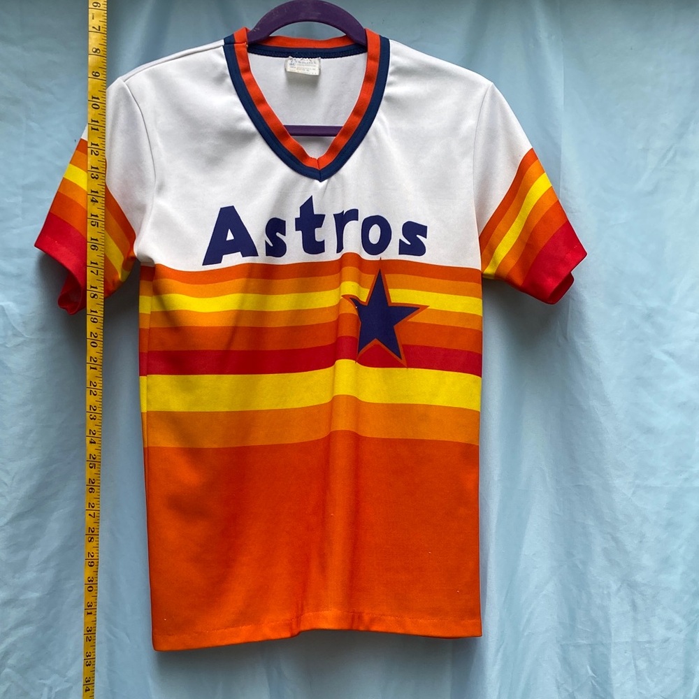 Astros Men's Retro Orange and Red Jersey